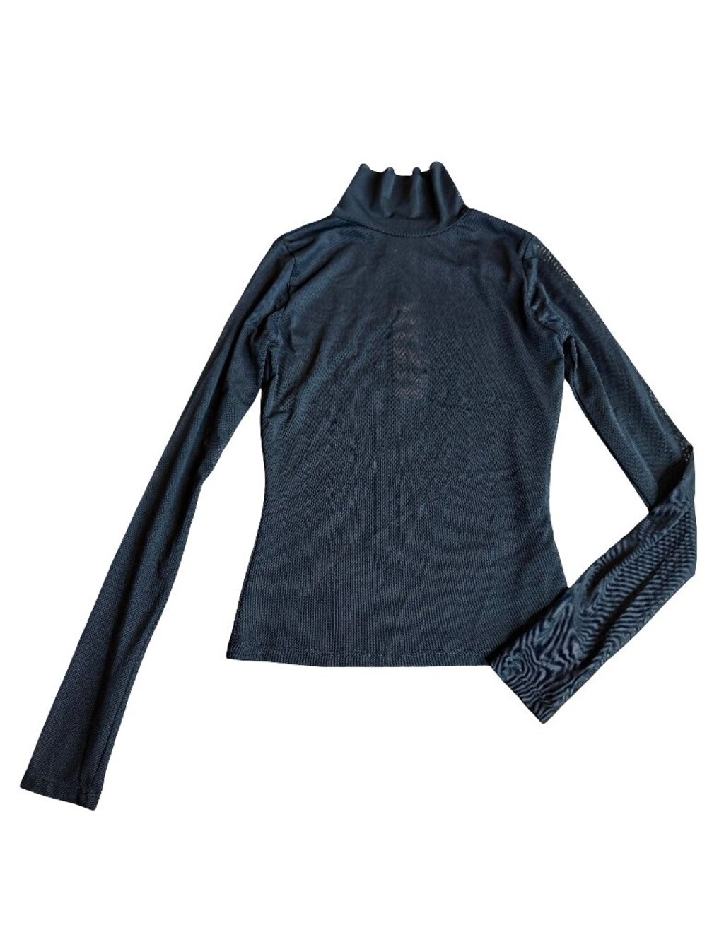 Aqua Sheer Mesh Mock Neck Shirt Top Blouse Long Sleeve Layering Stretch XS NWT